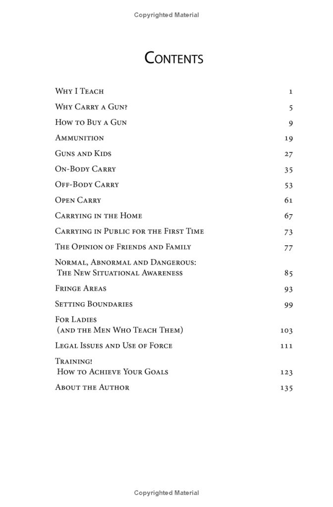 Table of Contents from Calling the Shots by Jenna Meek. Image from Amazon.com.